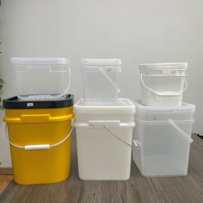 GAP/ISO/FDA Certificate 4 Gallon Clear Square Plastic Bucket for Biscuits in Black