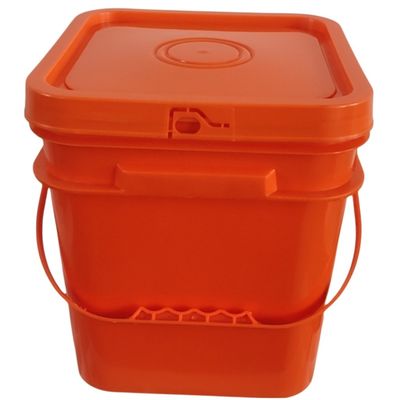 1.0 to 2.5 MM Thickness Polypropylene Square Pail Orange Plastic Bucket with Lid Product