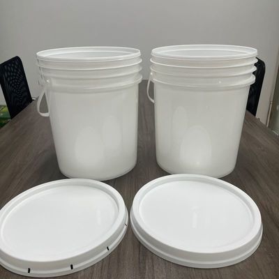 Food Distribution Solutions 7 Gallon Plastic Bucket with Printed in Blue