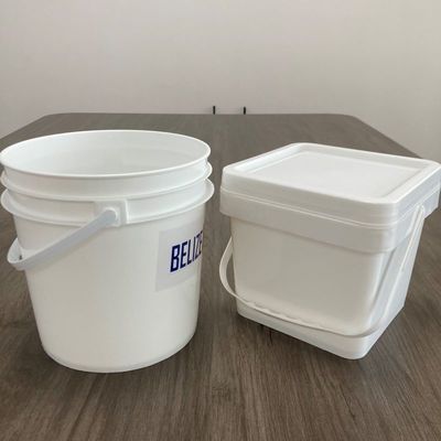 Customize 4L Square Plastic Bucket Food Container with Blue Color and Printed Pattern