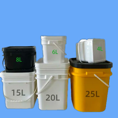 Transparent 20L 25L Square Plastic Bucket With Handle and Lid Accessories for Storage