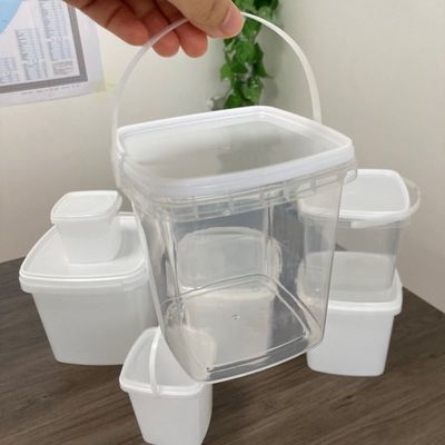 Square Pail 1L Plastic Container with Lid Heat Transfer Printing and GAP Approved