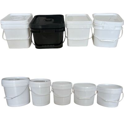Round or Square Plastic Paint Bucket with Handle and Lid Leak Proof 1L-25L Capacity