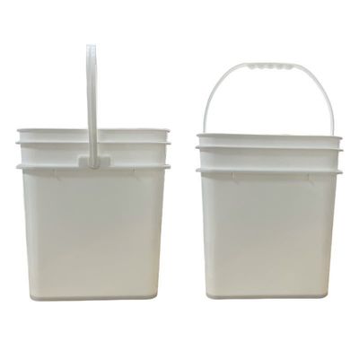 IML Printing Custom 4 Gallon 5 Gallon 6 Gallon Clear White Square Bucket Barrel Container with Plastic Handle