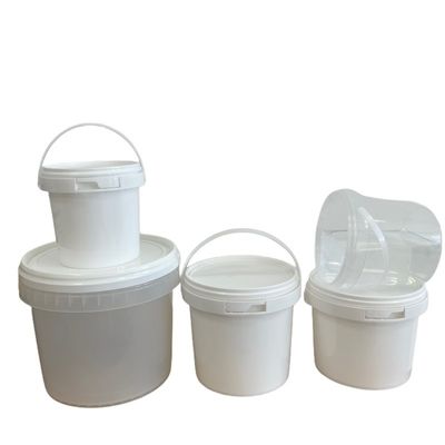 Easy-Opening Transparent White 1L 2L 5L Food Grade Plastic Buckets with Lid and Handle