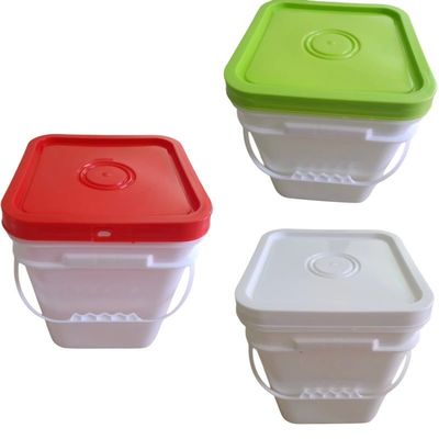 Round or Square Pail Customize 3L Square Plastic Bucket with Easy Open and Close Lid