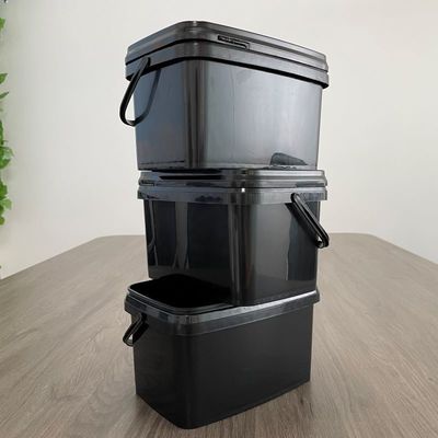 8L 10L 15L Square Plastic Pail with Easy Open and Close Lid Square Shape Square Design