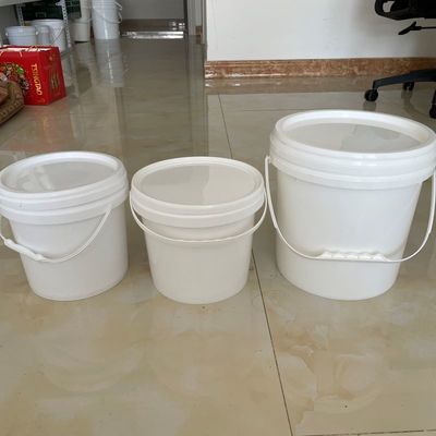 1.0-2.5 MM Thickness Customized Plastic Paint Bucket 5L PP Pail White Round Container