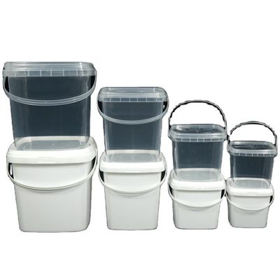 Custom Color Square Plastic Bucket with Lid and Metal Handle Certificate GAP/ISO/FDA