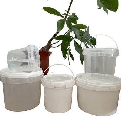 Custom Logo Printing Plastic Bucket with Lid Food Grade White and Environment Friendly