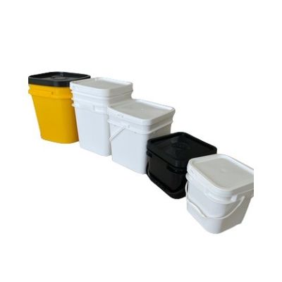 5 Gallon 6 Gallon 7 Gallon Square Plastic Buckets with Handle Food Grade Polypropylene