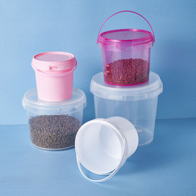 Sticker Label Print Method 1L Plastic White Bucket with Lid and Handle