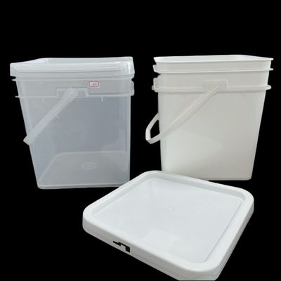 15L/4 Gallon Square Plastic Bucket with Heat Transfer Printing and Easy-Opening Lid