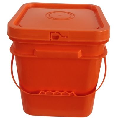 Custom Printed Plastic Bucket for Food Grade Storage Container in White Square Design