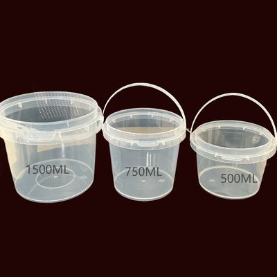 Polypropylene Buckets 2 Liter Transparent Plastic Pail with Buckets Lid and Handle