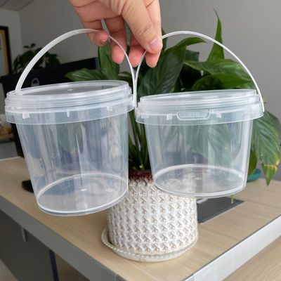 Printing Silk Screen/Heat Transfer/IML 1L-5L Clear Transparent Plastic Bucket with Lid