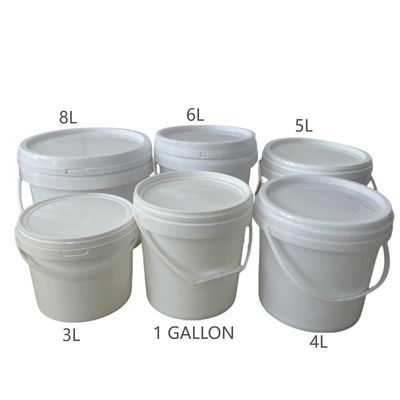 Customize Small White Plastic Bucket with Lid 1L 2L 3L 4L 5L and Free Sample Included