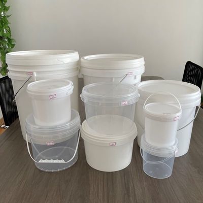 Customize Small White Plastic Bucket with Lid 1L 2L 3L 4L 5L and Free Sample Included