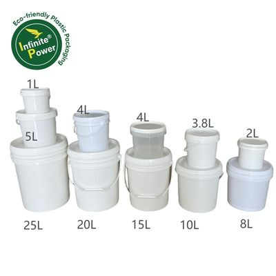 Customize Small White Plastic Bucket with Lid 1L 2L 3L 4L 5L and Free Sample Included