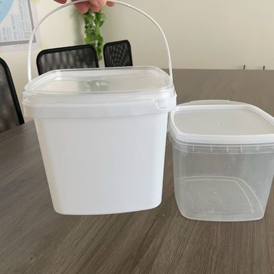 GAP/ISO/FDA Certified Square Plastic Bucket in 500ml 1L 2L 3L 4L 5L Sizes for Snacks