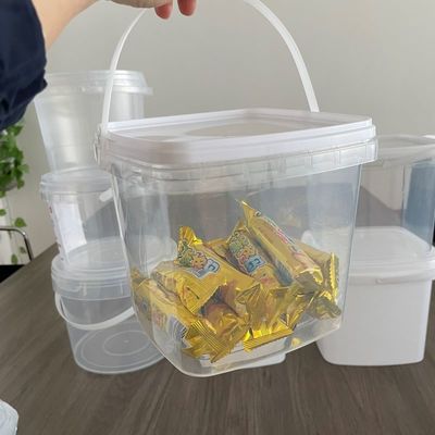Keep Your Tools Neatly Stored with This Square Clear Plastic Pail and Sealed Lid