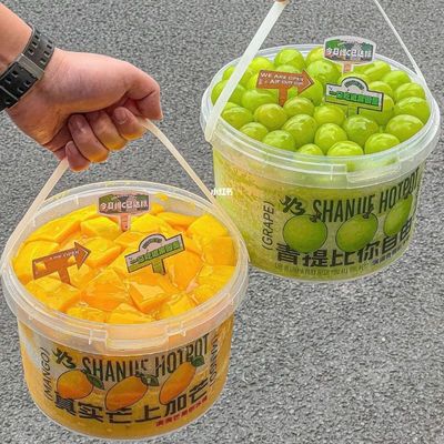 1000 ml Customized Tubs Drink Sauce Food Bucket with Lid Printing Heat Transfer