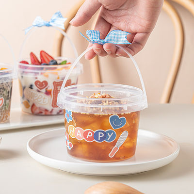 Clear Plastic Bucket for Food Storage or Take Out Container in Round or Square Shape