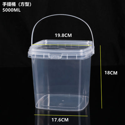Square 2L 3L 5L 8L 10L Clear Plastic Bucket with Easy Open and Close Lid Customize Round