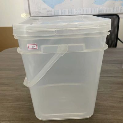 Clear Square Pail 8L Customize Printed Plastic Bucket with Cover
