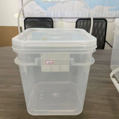 10L Clear Square Pail with Heat Transfer Printing and Polypropylene Material