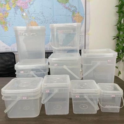 Chemical Multi-function Sealed 4L-20L Transparent Square Bucket 1.0 to 2.5 MM Thickness