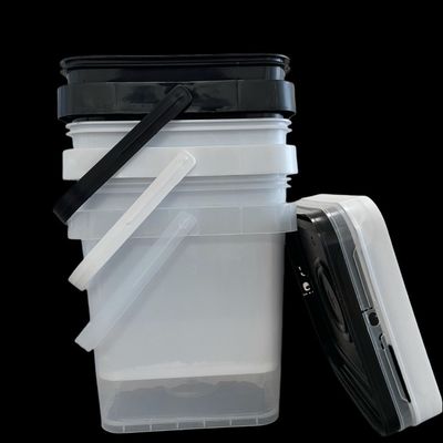 Recycle and Industrial 4 Gallon Square Bucket with Lid 15 Liter Plastic Pail