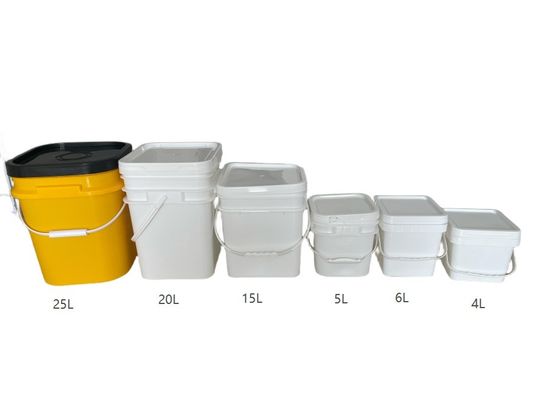 2L 4L 5L 10L Square Plastic Buckets With Lid And Handle Custom Color Printing Logo
