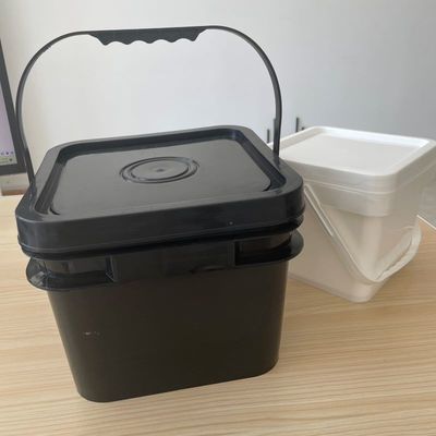 Construction Plastic Bucket with Lid and Handle Green Black Yellow Printing Silk Screen