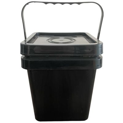 Black Bucket 10 Liter Plastic Pail with Lid Sturdy and HDPE Material