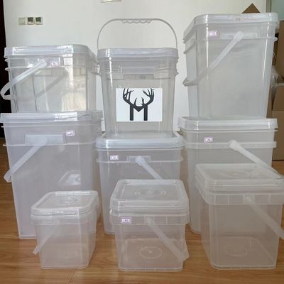 3L 4L 5L 6L 8L 10L 20L Transparent Square Plastic Pail Plastic Bucket with Lid Material
