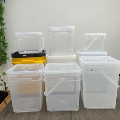 15L Plastic Pail Supply Clear Square Bucket Food Safe Custom Print Thickness 1.0 to 2.5 MM
