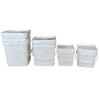 Tamper Proof Square Plastic Buckets with Lid and Handle Custom Color Printing Logo