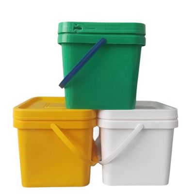 Tamper Proof Square Plastic Buckets with Lid and Handle Custom Color Printing Logo