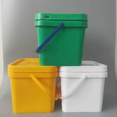 Tamper Proof Square Plastic Buckets with Lid and Handle Custom Color Printing Logo