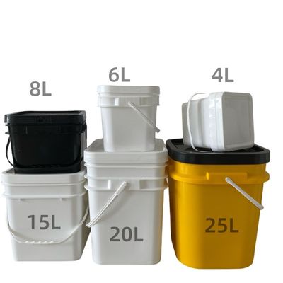 Industrial 4L Square Plastic Pail with Printed 1 Gallon Plastic Bucket IML Printing