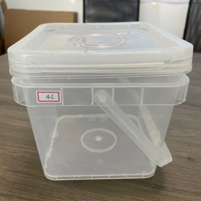 Industrial 4L Square Plastic Pail with Printed 1 Gallon Plastic Bucket IML Printing
