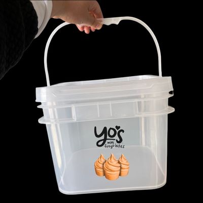Polypropylene Square Transparent Plastic Bucket with Printed Thickness 1.0 to 2.5 MM