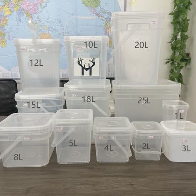 Polypropylene Square Transparent Plastic Bucket with Printed Thickness 1.0 to 2.5 MM