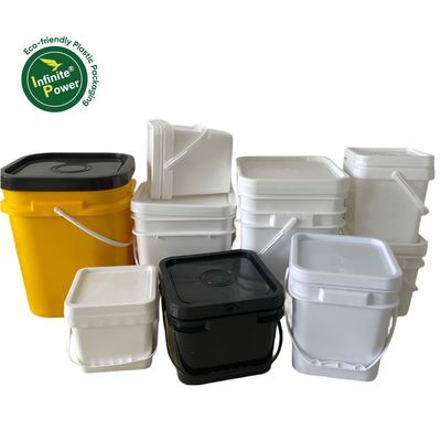 Industrial Square Clear or White IML Printed Plastic Bucket for Animal Feed Container