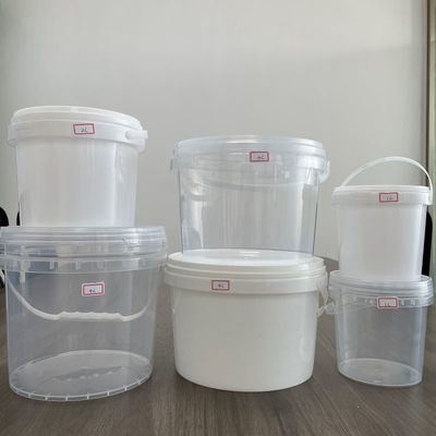 300ml-15L Round Plastic Bucket with Lid and Handle White Container