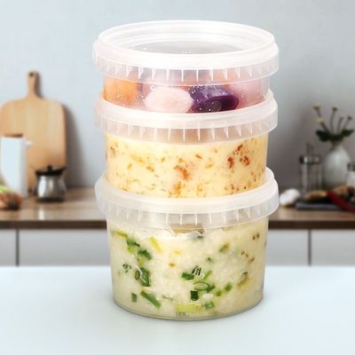 Custom 300ml 500mL 750ml Plastic Buckets With Lid for Yogurt Ice Cream Garlic Paste and Sauce