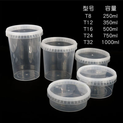 200ml 350ml 500mL 750ml 1L Round Plastic Buckets With Lid for Garlic Pasted and Sauce