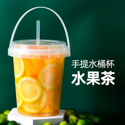 Food Grade Drink Packaging Container Round Plastic Bucket with Lid 1L 2L 3L 4L 5L