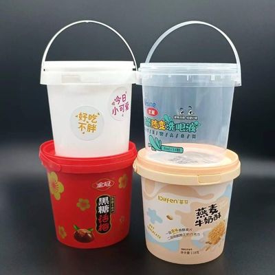 White Customized LOGO Printed Clear Plastic Pail Popcorn Bucket